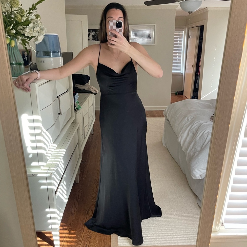 Fame and Partners matte satin black dress